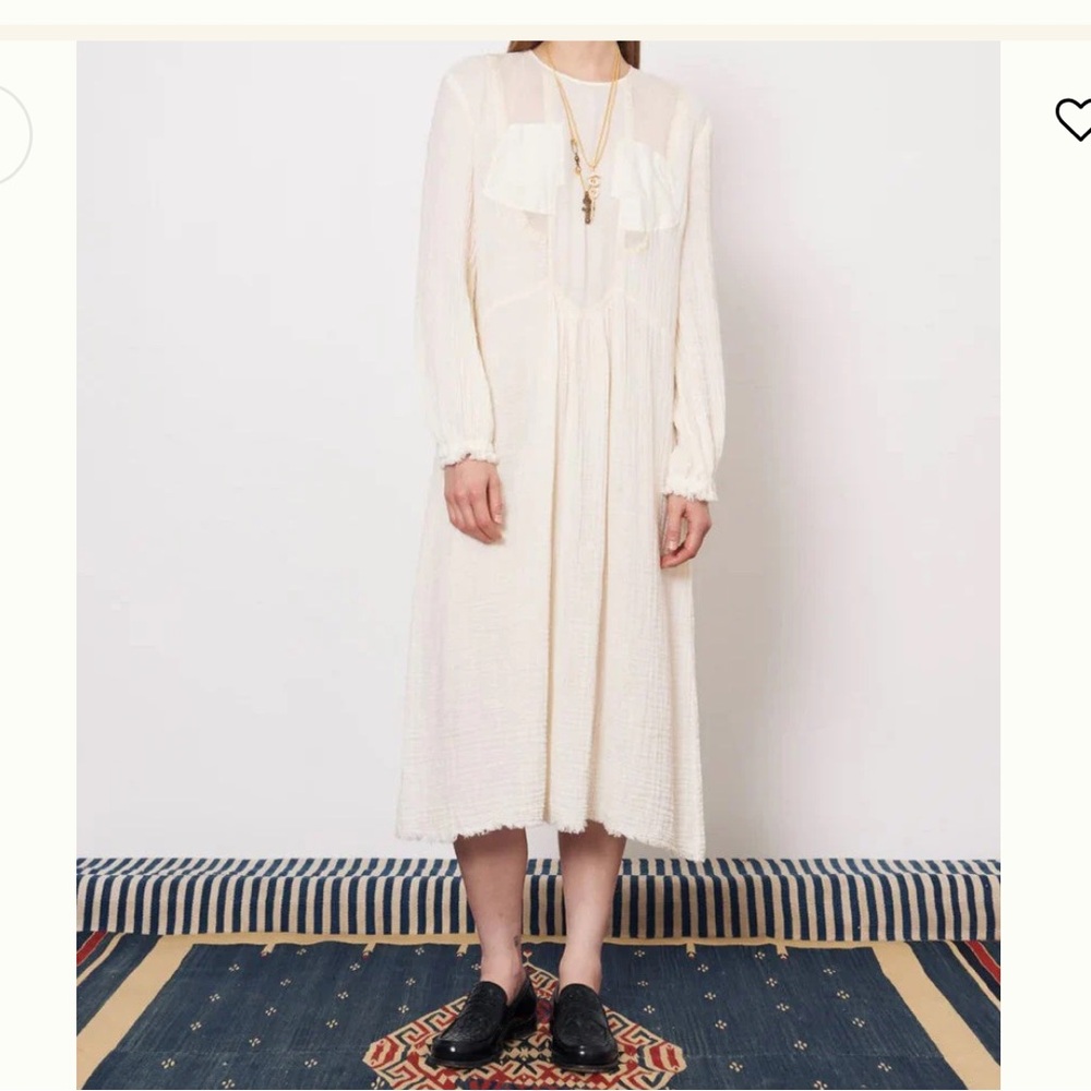 Raquel Allegra Malia Midi Cream/White Long Sleeve Dress NWT Sz Womens Large - Picture 6 of 13